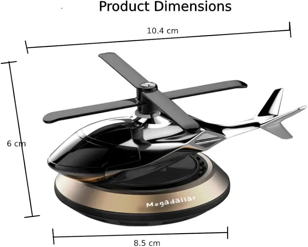 Megadallar Solar Powered Helicopter for Car Accessories for Dashboard with Aroma Diffuser for Car interior Dashboard Helicopter Solar Accessories (Silver)