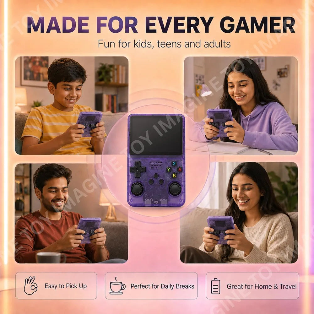 R36S Retro Emulator Handheld Video Game Console, Built-in 22,000+ Games, 3.5 Inch IPS HD Screen,Up to 6 Hours Play Time,Rechargeable Portable Gaming Device,Gift for Boys & Girls (Assorted)