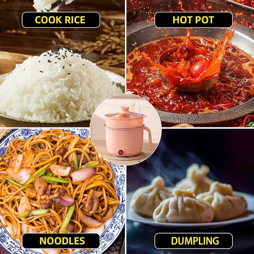 HeatMate 1.5L Multi-Cook Electric Pot | Compact Hot Pot, Noodle Cooker, Steamer & Sauté Pan