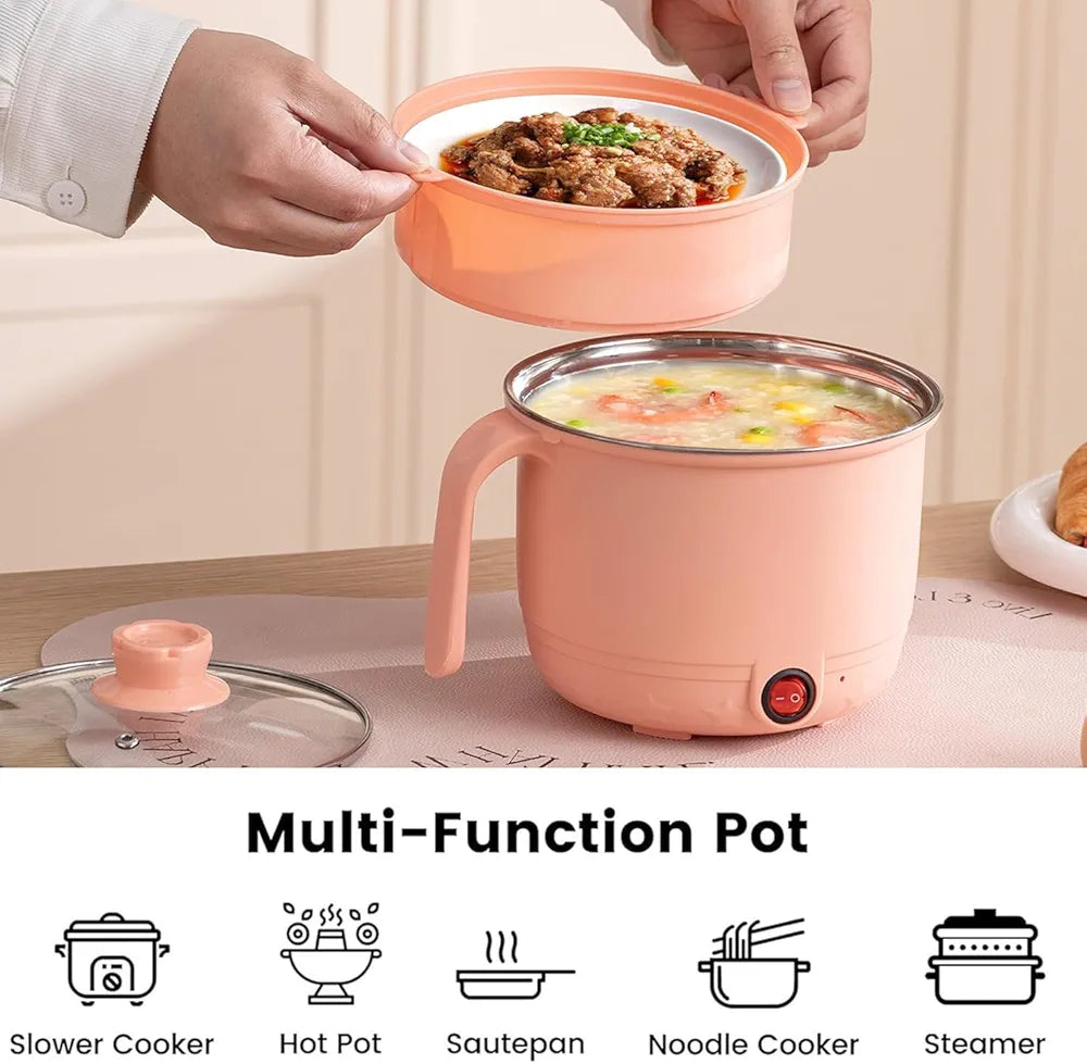 HeatMate 1.5L Multi-Cook Electric Pot | Compact Hot Pot, Noodle Cooker, Steamer & Sauté Pan