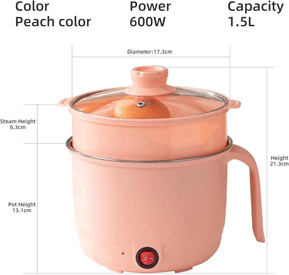 HeatMate 1.5L Multi-Cook Electric Pot | Compact Hot Pot, Noodle Cooker, Steamer & Sauté Pan