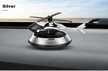 Megadallar Solar Powered Helicopter for Car Accessories for Dashboard with Aroma Diffuser for Car interior Dashboard Helicopter Solar Accessories (Silver)