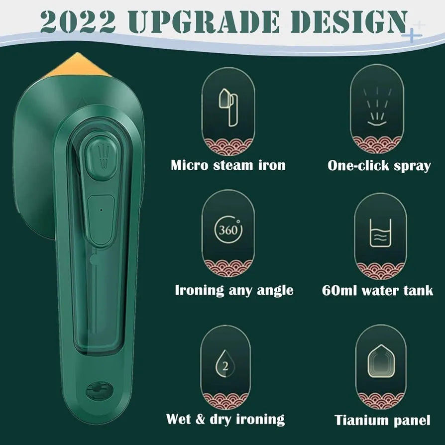 Professional Micro Steam Iron Portable Mini Ironing Machine Handheld Household Steam Iron Mini Steam Handheld Fabric Garment Steamer 60 ml capacity Water Tank