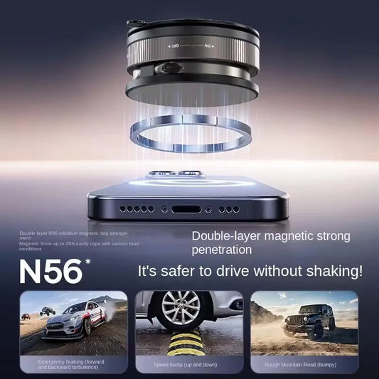 Magnetic Car Phone Holder with One-Hand Operation, Double-Layer N56 Magnet, Automatic Precise Alignment, 360° Rotation