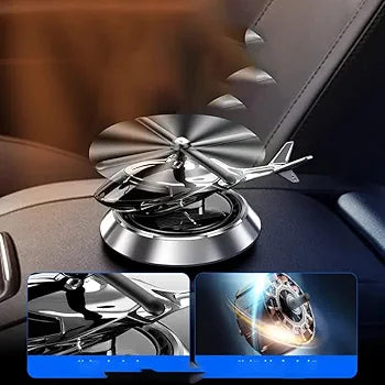 Megadallar Solar Powered Helicopter for Car Accessories for Dashboard with Aroma Diffuser for Car interior Dashboard Helicopter Solar Accessories (Silver)