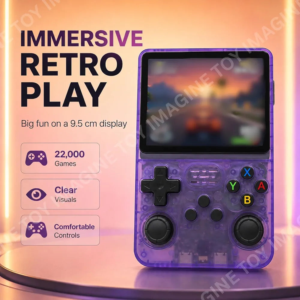 R36S Retro Emulator Handheld Video Game Console, Built-in 22,000+ Games, 3.5 Inch IPS HD Screen,Up to 6 Hours Play Time,Rechargeable Portable Gaming Device,Gift for Boys & Girls (Assorted)